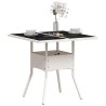 Table de jardin dessus en verre blanc 80x80x75cm résine tressée 