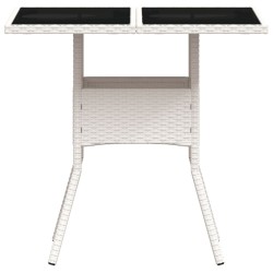 Table de jardin dessus en verre blanc 80x80x75cm résine tressée 