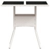 Table de jardin dessus en verre blanc 80x80x75cm résine tressée 