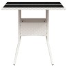 Table de jardin dessus en verre blanc 80x80x75cm résine tressée 