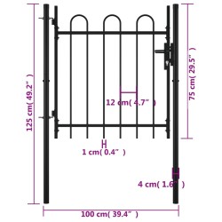 Portail simple avec haut arrondi 100 x 75 cm 