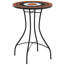 Table de bistro mosaïque terre cuite blanc Ø50x70 cm céramique 