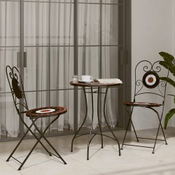 Table de bistro mosaïque terre cuite blanc Ø50x70 cm céramique 
