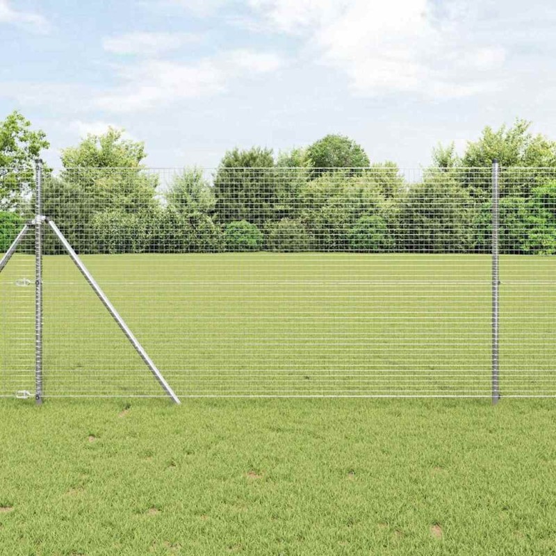 Kit de poteaux de clôture Set de 2 Acier galvanisé 10 x 1 m 