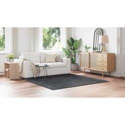 Tapis shaggy avec support en latex gris foncé 200x200 cm 