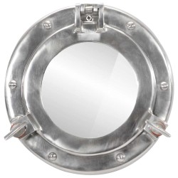 Miroir en forme de hublot mural Ø23 cm aluminium et verre 