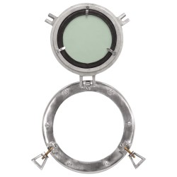 Miroir en forme de hublot mural Ø23 cm aluminium et verre 