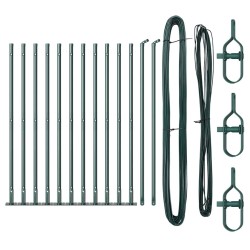 Set de poteaux de clôture avec plaques de base 13 pcs Vert 