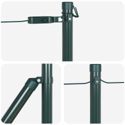 Set de poteaux de clôture avec plaques de base 13 pcs Vert 