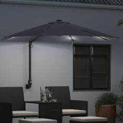 Parasol mural avec LEDs anthracite 248 cm 