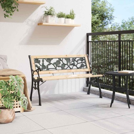 Banc de jardin avec dossier à motif de roses 116 cm en bois 