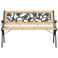 Banc de jardin avec dossier à motif de roses 116 cm en bois 