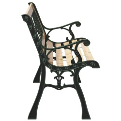 Banc de jardin avec dossier à motif de roses 116 cm en bois 