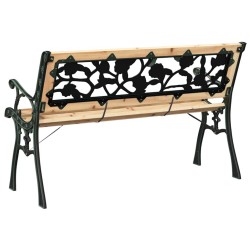 Banc de jardin avec dossier à motif de roses 116 cm en bois 