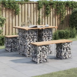Banc de jardin design de gabion 100x70x72 cm bois massif de pin 