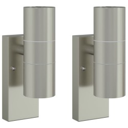 Appliques Murales Extérieures 2 pcs Argent Acier Inoxydable IP44 
