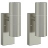 Appliques Murales Extérieures 2 pcs Argent Acier Inoxydable IP44 