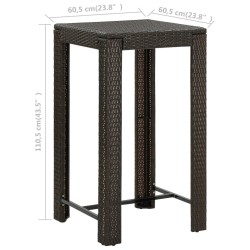 Table de bar de jardin Marron 60,5x60,5x110,5 cm Résine tressée 