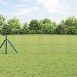 Clôture Euro avec 7 poteaux de 0,8 x 10 m en acier galvanisé vert 