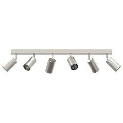 Projecteur de Plafond 6 Voies Ajustable GU10 en Nickel Brossé 