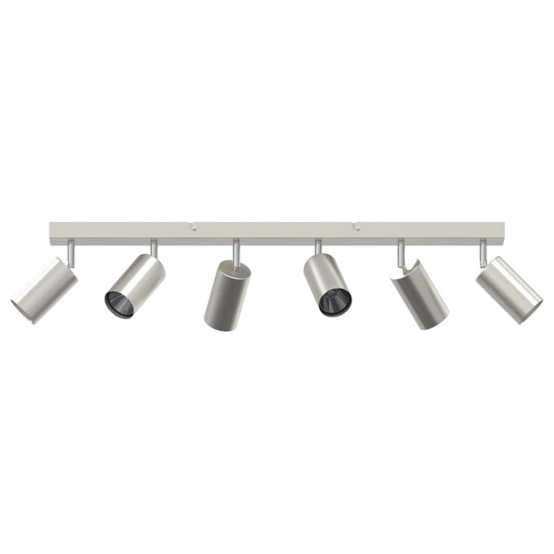 Projecteur de Plafond 6 Voies Ajustable GU10 en Nickel Brossé 