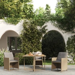 Table de jardin Beige 109x107x74 cm Résine tressée bois massif 