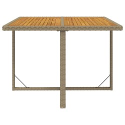 Table de jardin Beige 109x107x74 cm Résine tressée bois massif 