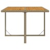 Table de jardin Beige 109x107x74 cm Résine tressée bois massif 