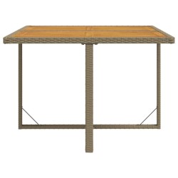 Table de jardin Beige 109x107x74 cm Résine tressée bois massif 