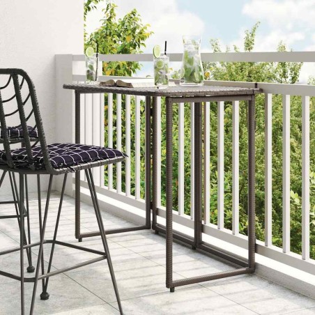 Table de jardin pliante marron 90 x 51 x 75 cm polyrotin 
