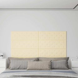 Panneaux muraux 12 pcs Crème 90x30 cm Similicuir 3,24 m² 