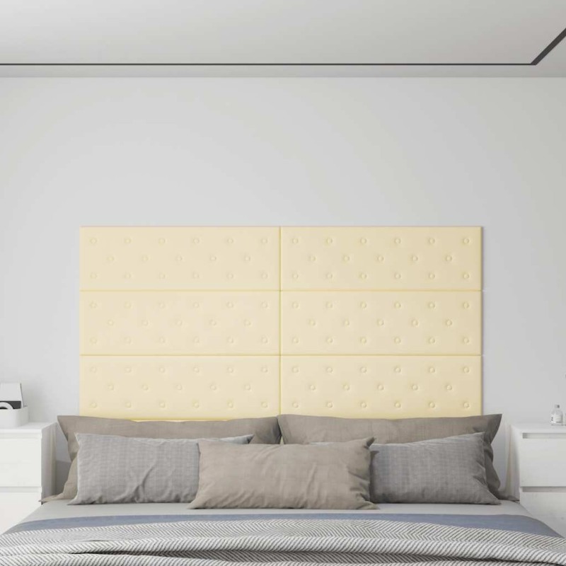 Panneaux muraux 12 pcs Crème 90x30 cm Similicuir 3,24 m² 