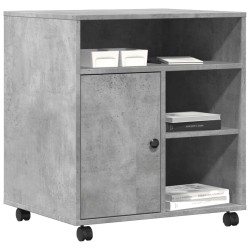 Support d'imprimante avec roulettes gris béton 60x50x67 cm 