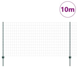 Clôture Euro avec 5 poteaux U verte 1.2x10 m en acier 