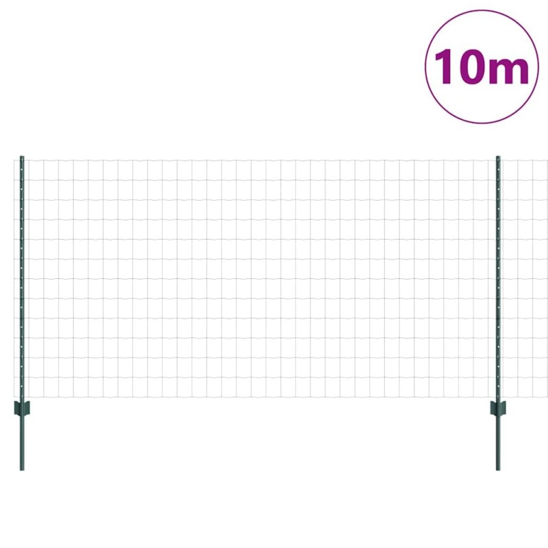 Clôture Euro avec 5 poteaux U verte 1.2x10 m en acier 