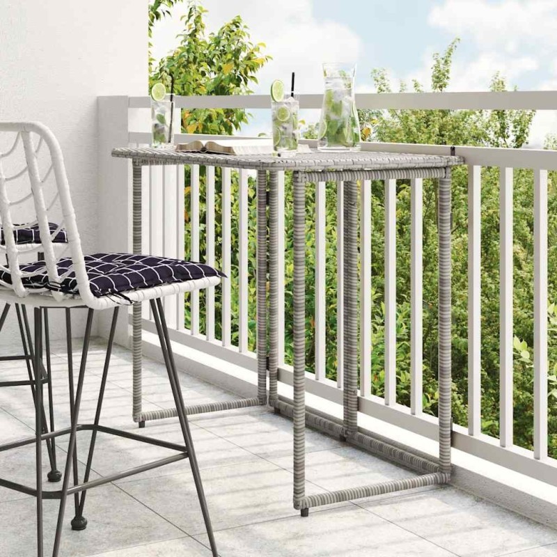 Table de jardin pliante gris 90 x 51 x 75 cm polyrotin 
