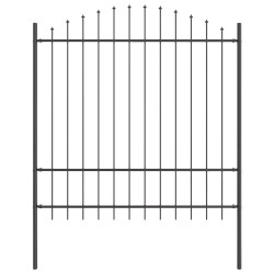 Clôture de jardin , sommet en arceau, grise, 1,7x1,75 m, en acier 