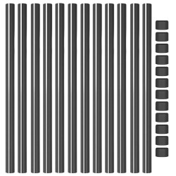 Poteaux de clôture 12 pcs Gris 80 cm Acier peint par poudre 