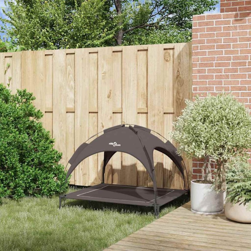 Lit pour chien surélevé avec toit amovible Marron XL Acier 
