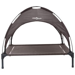 Lit pour chien surélevé avec toit amovible Marron XL Acier 