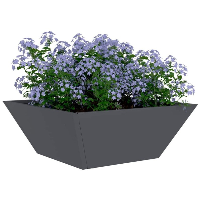 Ensemble de 5 jardinières de jardin en anthracite 40x40x15 cm en acier. 