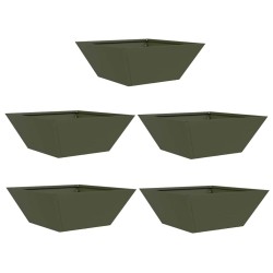 Jardinières en acier vert olive , 5 pièces, 40x40x15 cm 