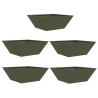 Jardinières en acier vert olive , 5 pièces, 40x40x15 cm 