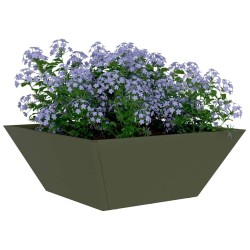 Jardinières en acier vert olive , 5 pièces, 40x40x15 cm 