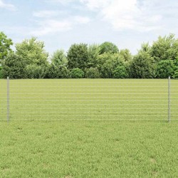 Clôture Euro avec 5 poteaux en U Argent 0,6x10 m Acier 