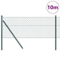 Jeu de Poteaux de Clôture Vert 0.6 x 10 m Acier galvanisé 
