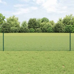 Clôture en fil soudé avec 11 poteaux en U Vert 0.5x25 m Acier 