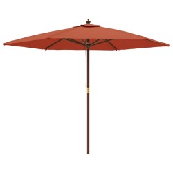 Parasol de jardin avec mât en bois terre cuite 299x240 cm 