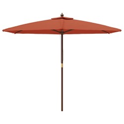 Parasol de jardin avec mât en bois terre cuite 299x240 cm 