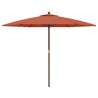 Parasol de jardin avec mât en bois terre cuite 299x240 cm 